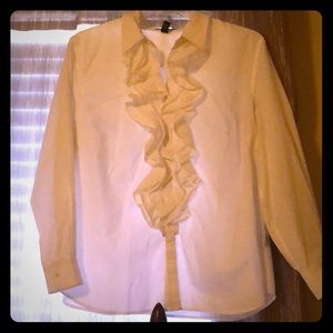 Ralph Lauren Plus White Ruffle BD Sz.2X *LIKE NEW*